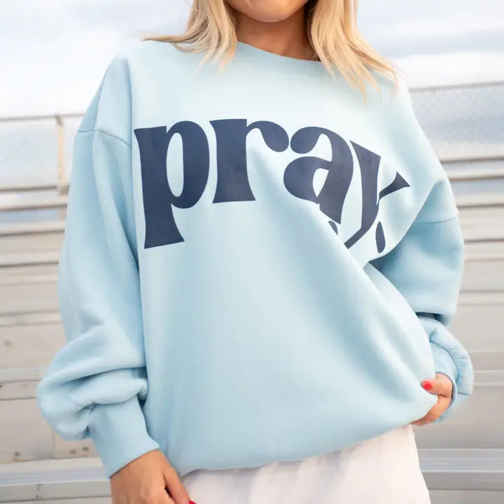 LULU MAC SWEATSHIRT PRAY PUFF - LIGHT BLUE/NAVY