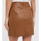 FRONT SLIT FAUX LEATHER MINI SKIRT - CAMEL