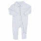PETER PAN COLLAR ZIPPER FOOTIE - DUSTY BLUE GINGHAM