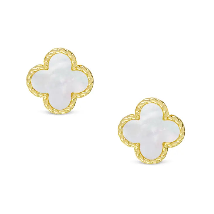 MOTHER OF PEARL CLOVER STUD EARRINGS