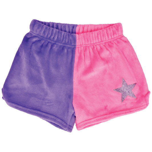 STAR COLOR BLOCK PLUSH SHORTS