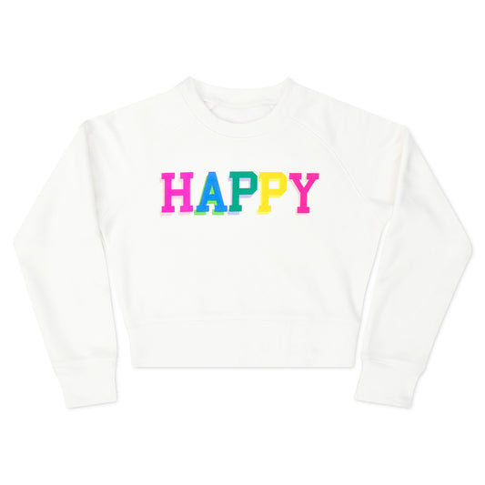 HAPPY CREW NECK SWEATSHIRT - WHITE