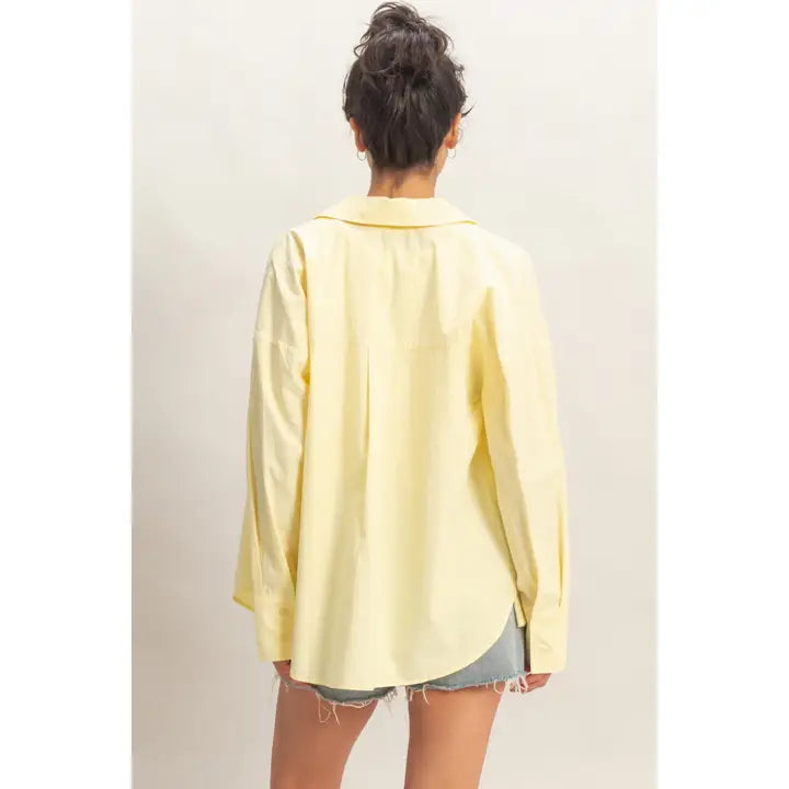 BUTTON UP POPLIN SHIRT - WHITE