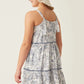 GIRLS BOTANICAL PRINT TIERED TIE SHOULDER DRESS - BLUE