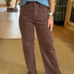 PATCH POCKET WIDE LEG JEAN - DARK BROWN