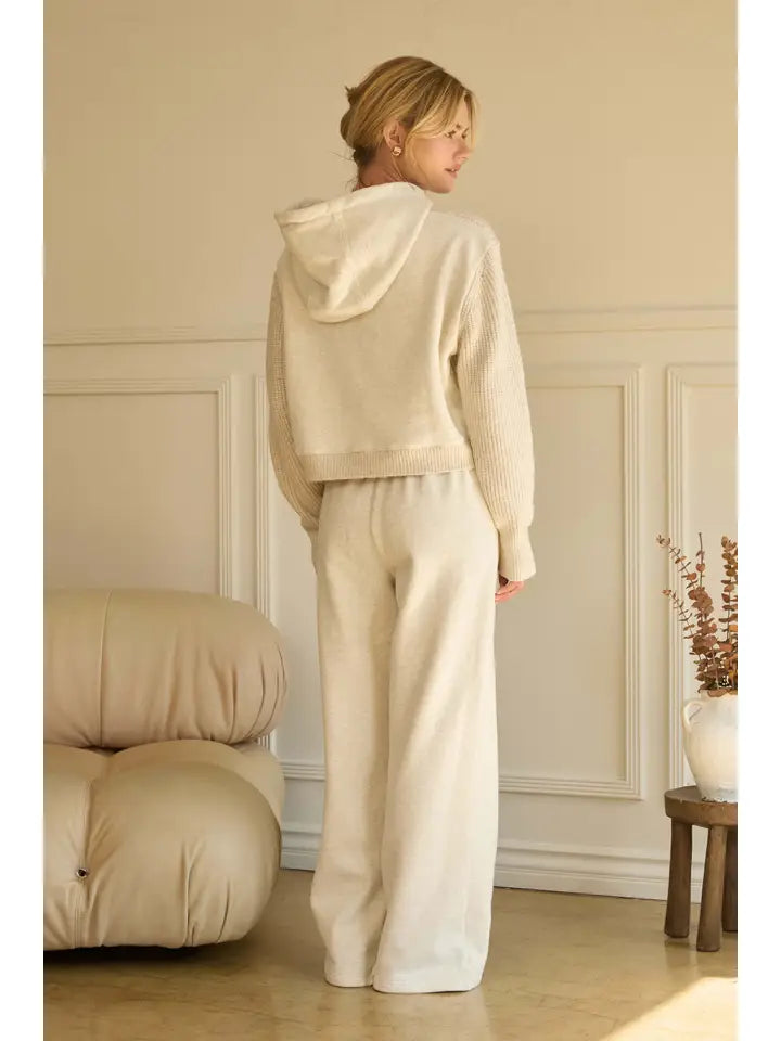 ELASTIC WAIST PULL-ON SWEATPANTS - OATMEAL