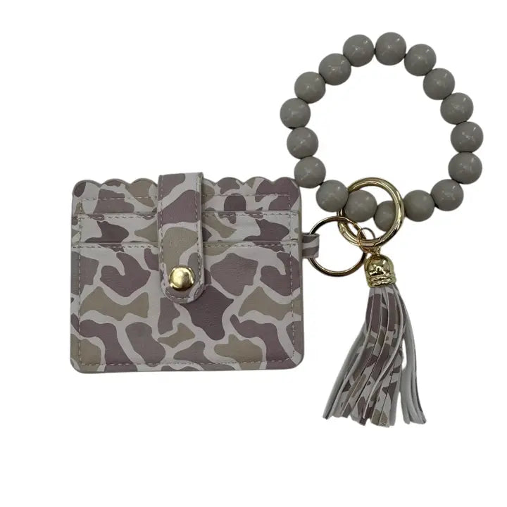 BEADED WRISTLET ID WALLET - LIGHT CAMO