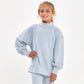 COTTON TERRY MOCK NECK SWEATSHIRT - SKY BLUE