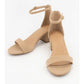 BASIC ANKLE STRAP KITTEN HEEL - NATURAL