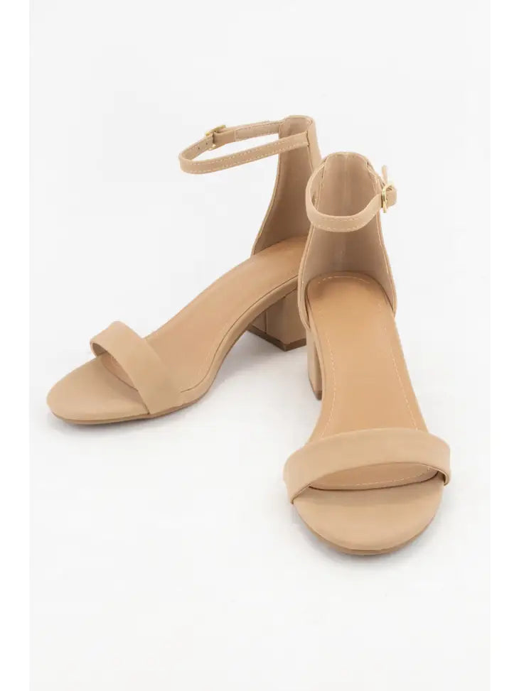 BASIC ANKLE STRAP KITTEN HEEL - NATURAL