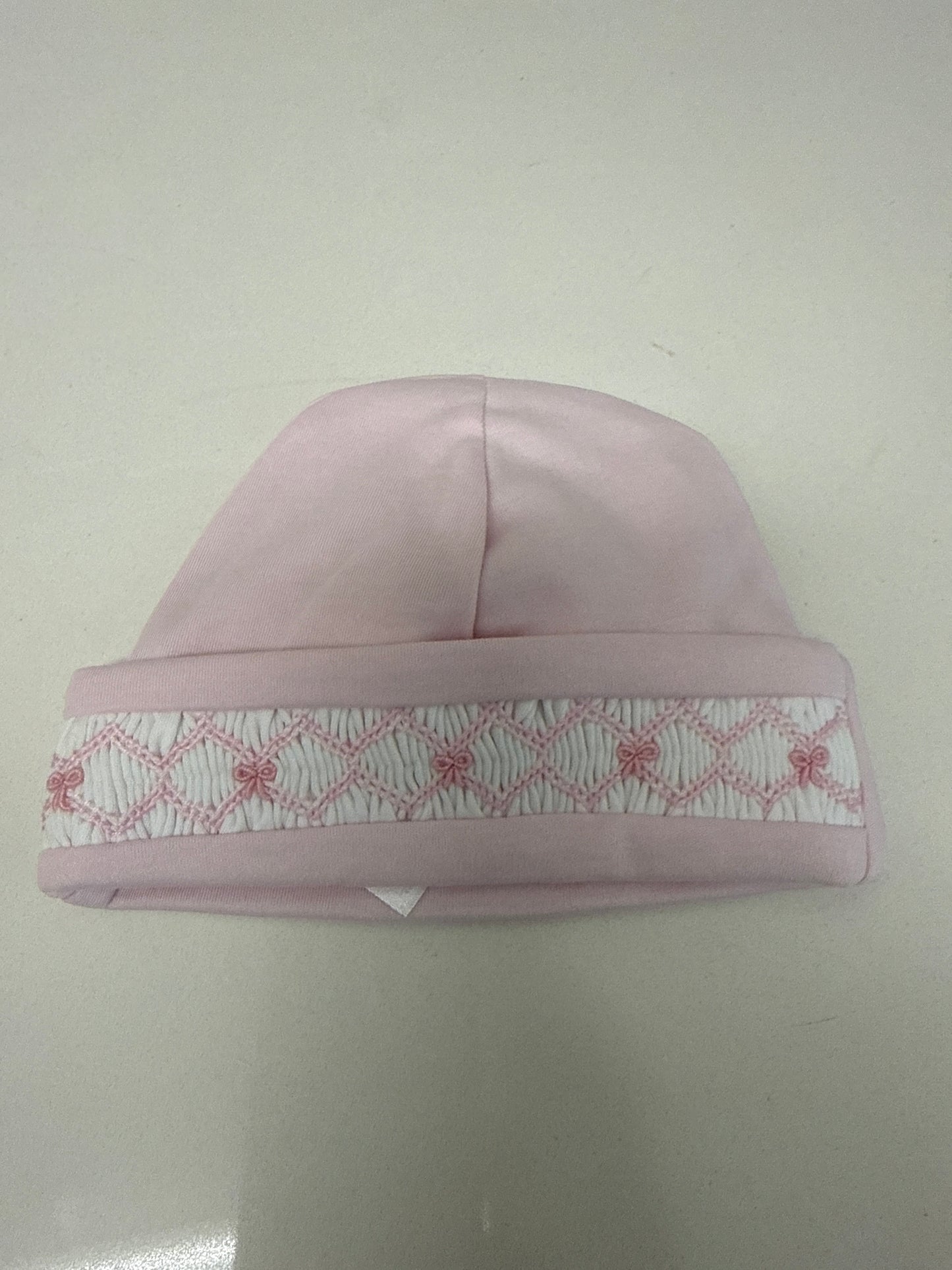 SUMMER BOWS SMOCKED HAT - PINK
