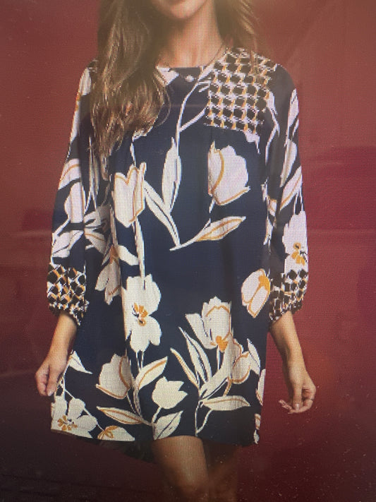 FLORAL HIGH-LOW BABY DOLL DRESS - MIDNIGHT MIX
