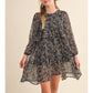 GILRS LAYERED HI-LOW MIDI DRESS - BLACK MULTI