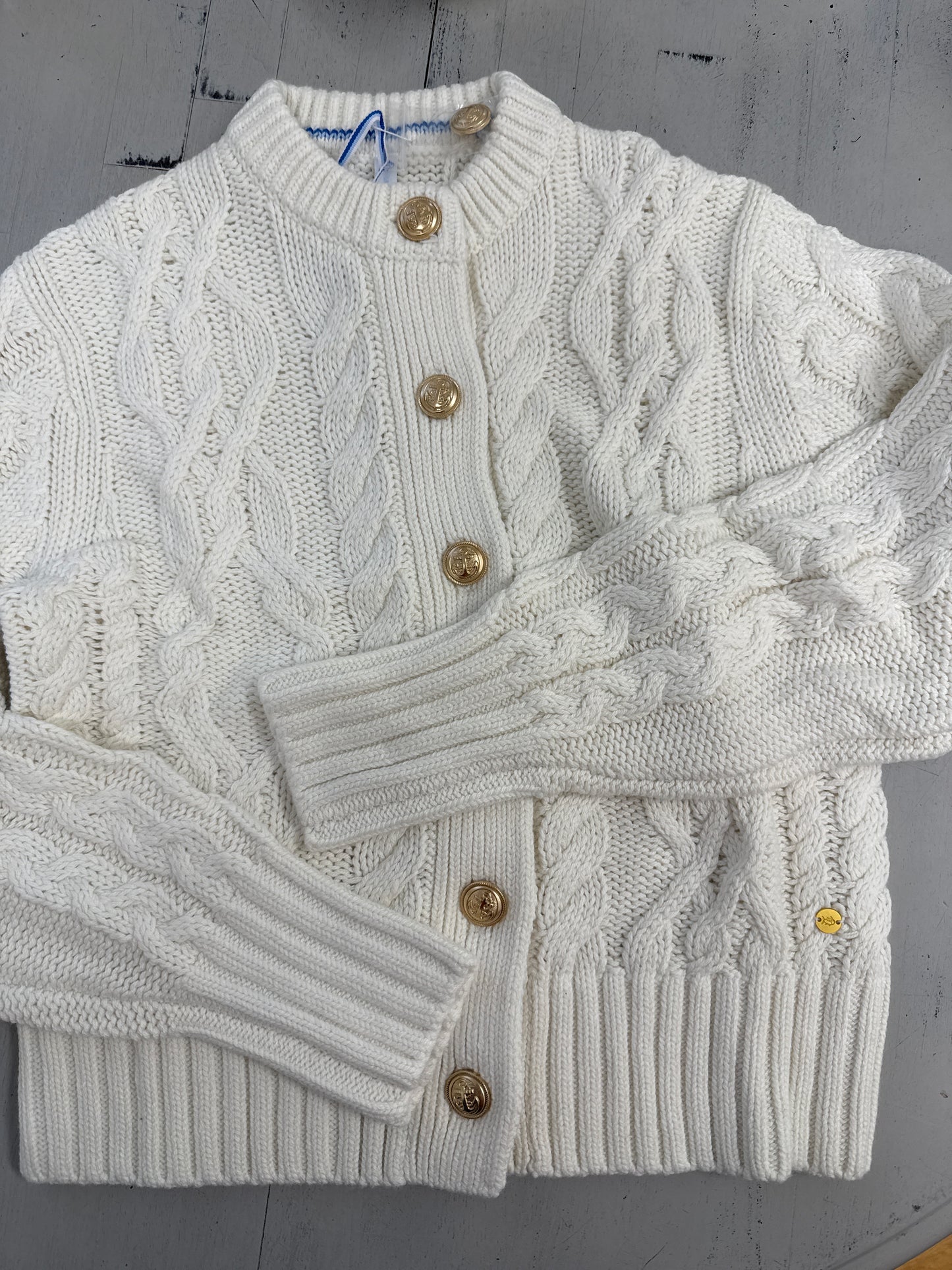 LONG SLEEVE CLARKE CABLE KNIT SWEATER - SAND WHITE