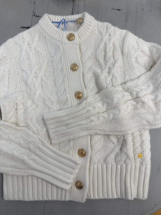 LONG SLEEVE CLARKE CABLE KNIT SWEATER - SAND WHITE