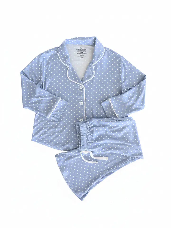 GIRLS TWO-PIECE FLARE LOUNGE SET - SNUGGLE SPOTS BLUE