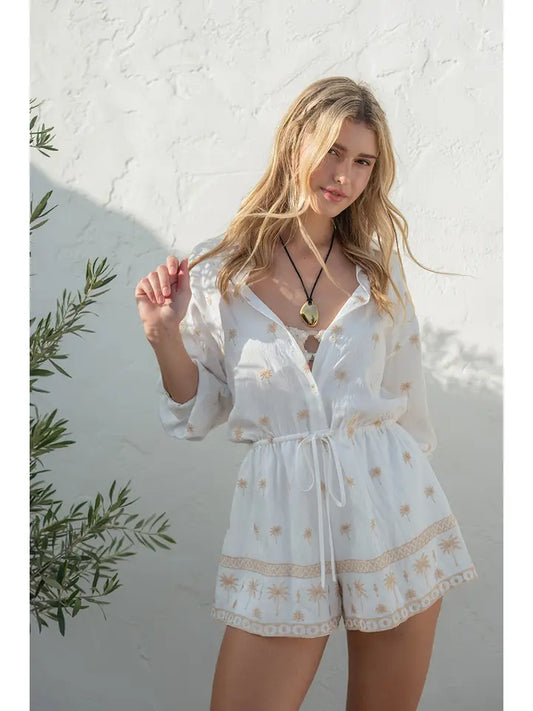 OFF WHITE EMBROIDERY ROMPER