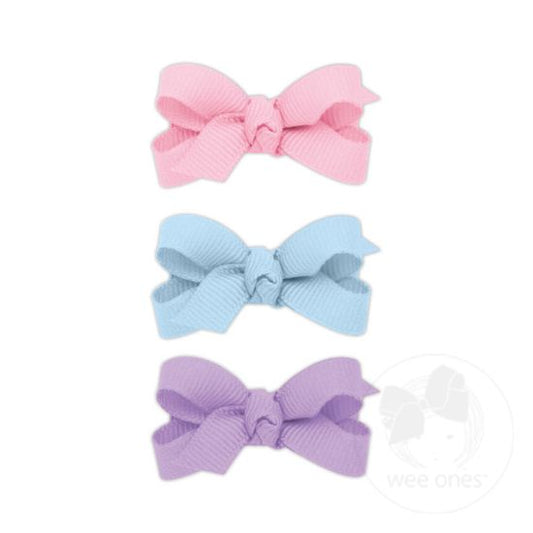 BABY GROSGRAIN BOWS KNOT WRAP 3 PACK - PINK/BLUE/PURPLE