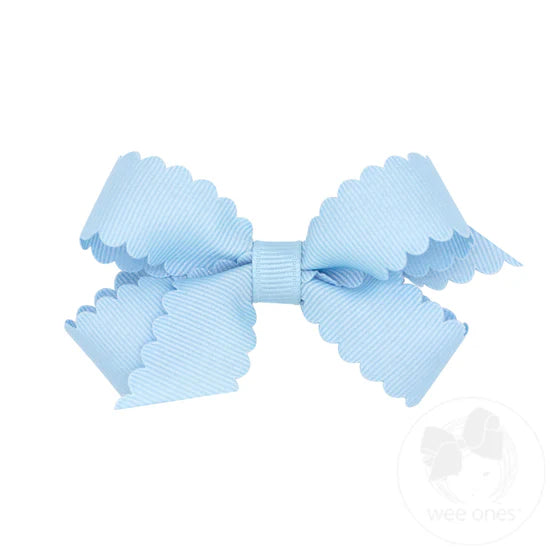 MINI GROSGRAIN HAIR BOW WITH SCALLOP EDGE - ASSORTED COLORS