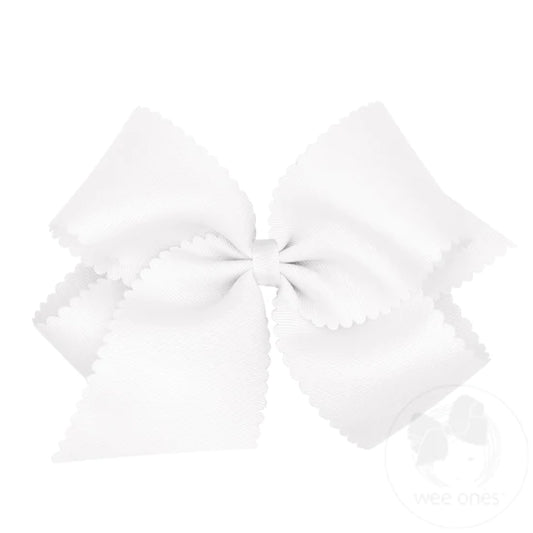 GROSGRAIN SCALLOPED KING BOW - WHITE