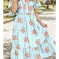 FLORAL PRINT V NECK FLUTTER MAXI DRESS - SKY BLUE