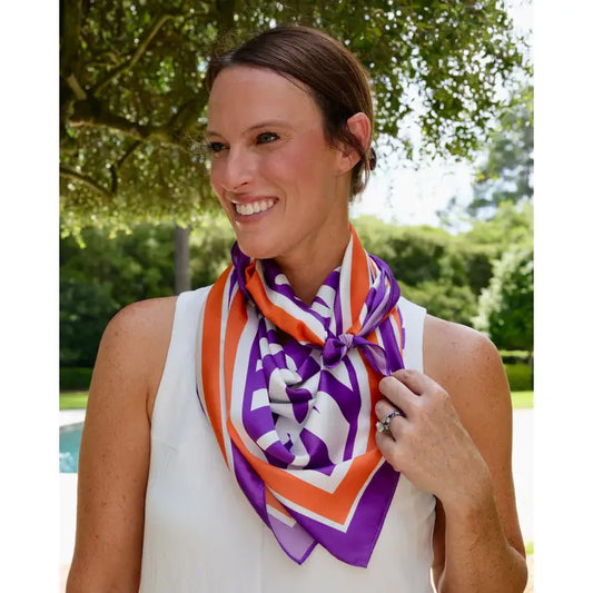 HARPER STRIPED SCARF - PURPLE ORANGE