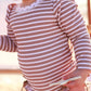 LONG SLEEVE RASH GUARD WITH RUFFLE BOTTOM - SANDY STRIPES