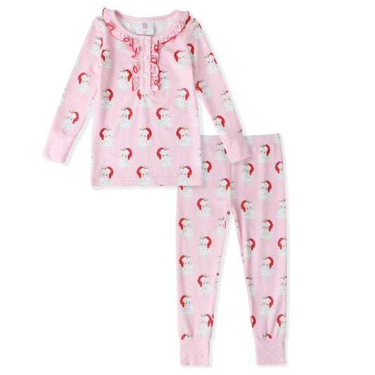 PINK BUTTERKNIT 2PC PAJAMA SET - SANTA