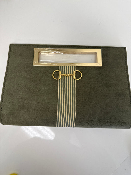 CHLOE SUEDE CLUTCH - OLIVE