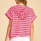 STRIPED HOODED TOP - PINK/RED