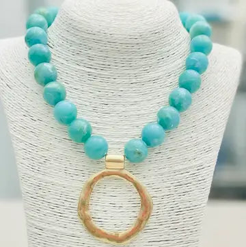 BIG BALL NECKLACE WITH PENDANT - ASSORTED COLOR OPTIONS