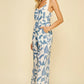 SELF TIE STRAP JUMPSUIT - BLUE