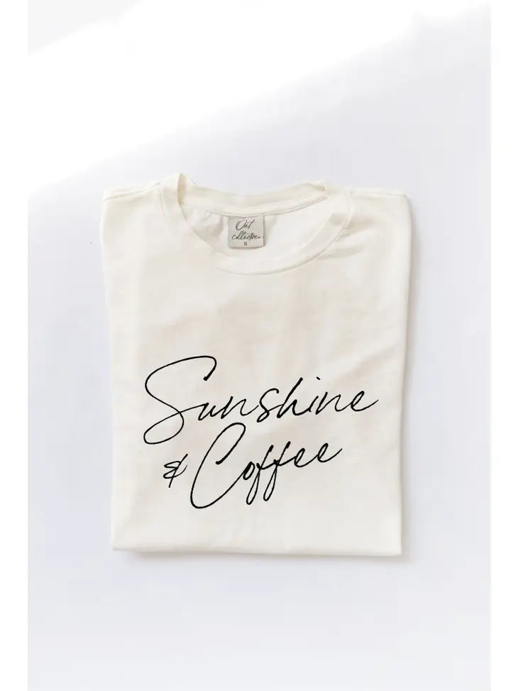 SUNSHINE & COFFEE GRAPHIC TEE - CREAM