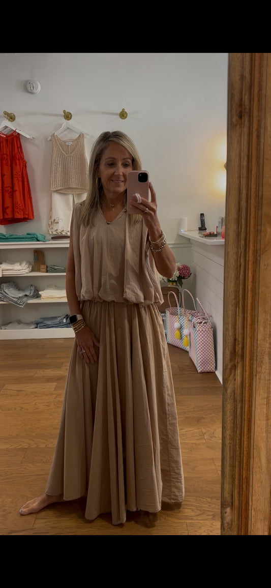 COTTON MAXI SKIRT - LIGHT CAMEL