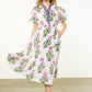 PUFF SLEEVE FLOWER PRINT MAXI DRESS - WHITE