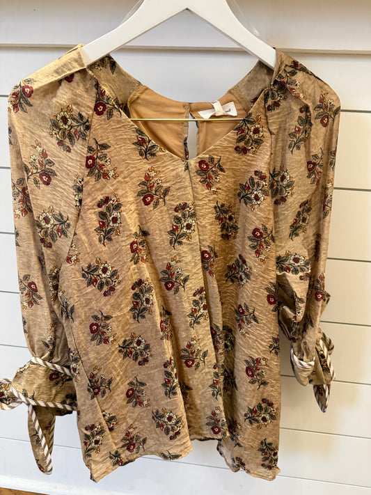 FLORAL PRINT 3/4 SLEEVE TOP
