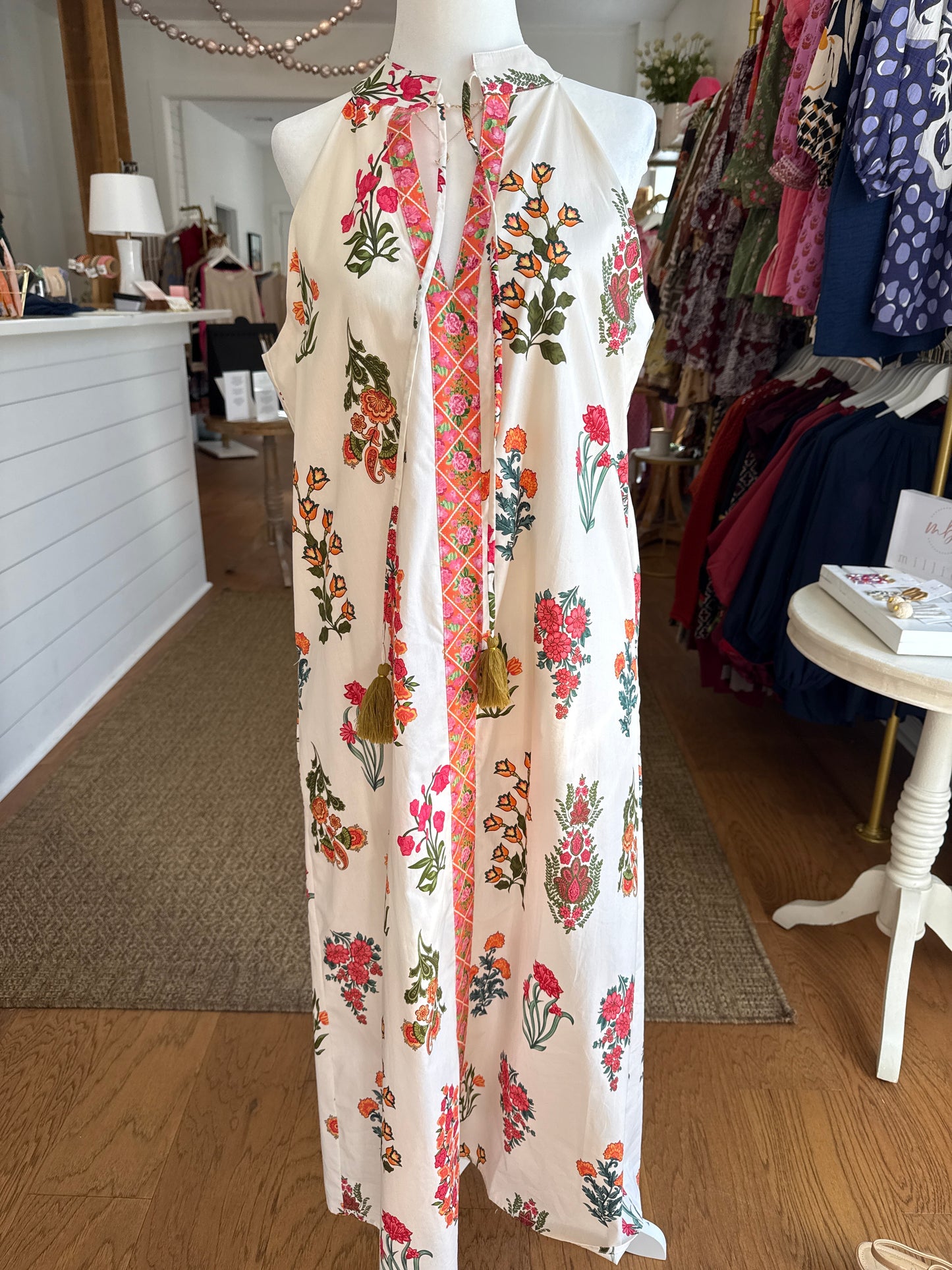 HALTER FLORAL PATTERN DRESS -CR