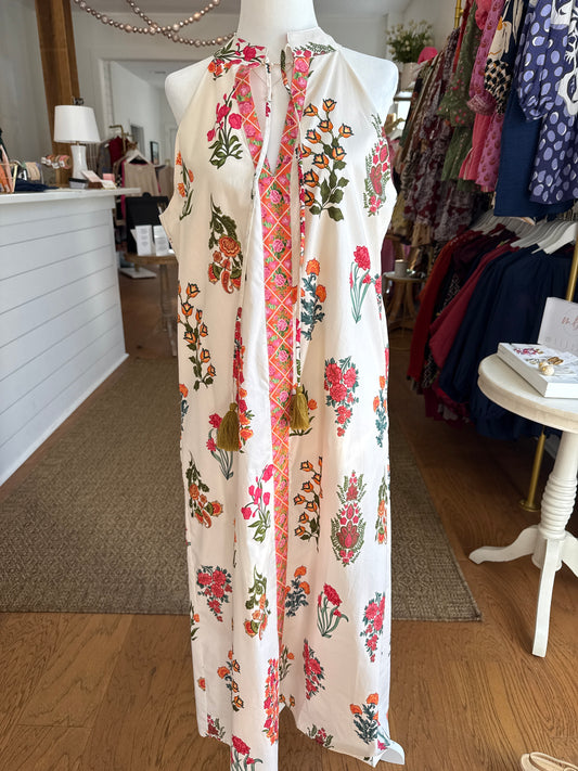 HALTER FLORAL PATTERN DRESS -CR
