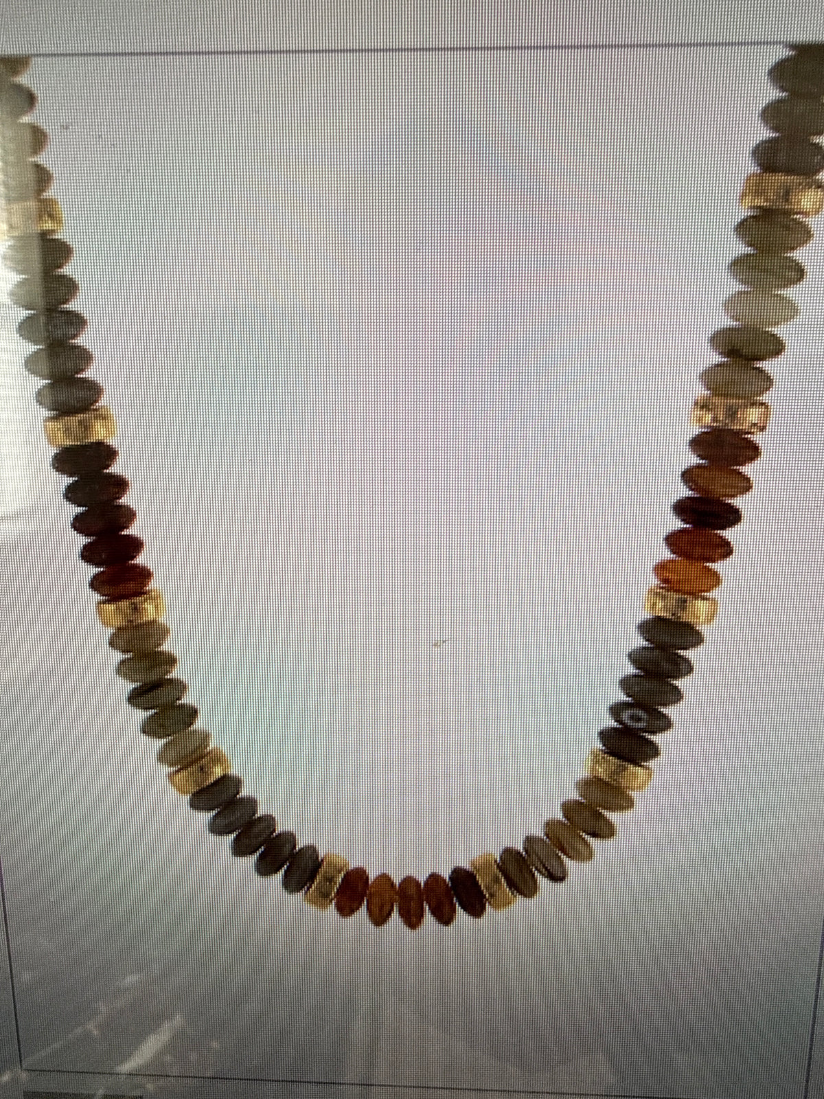 COLOR WIDE BEAD & CCB STAND NECKLACE - BROWN/MULTI