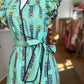 FLORAL FLUTTER SLEEVE MIDI DRESS - MINT