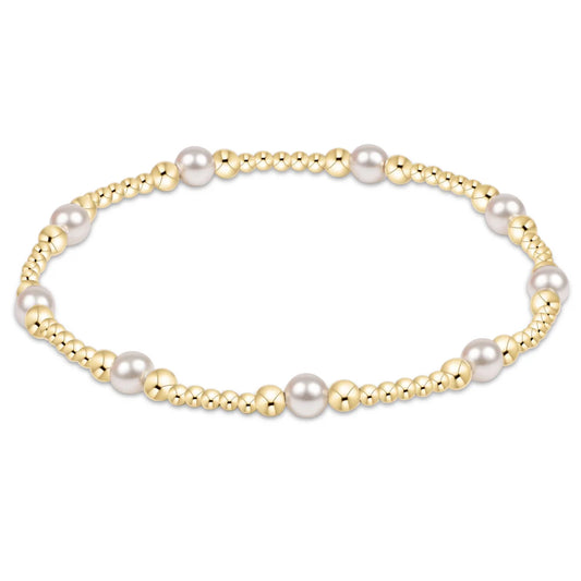 CLASSIC PURPOSE PATTERN 4MM BEAD BRACELET - PEARL