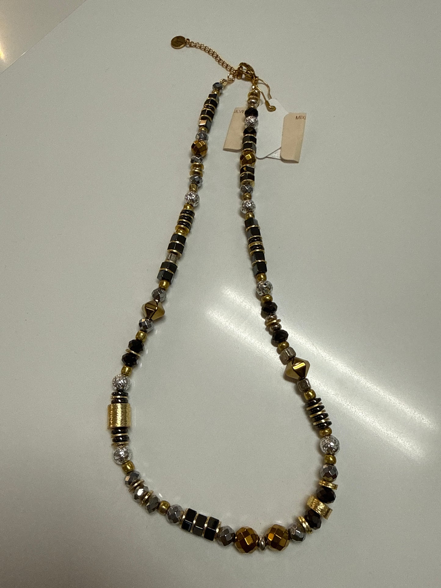 MIXED BEAD NECKLACE - GOLD/SILVER