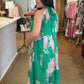 SLEEVELESS FLORAL DRESS - GREEN