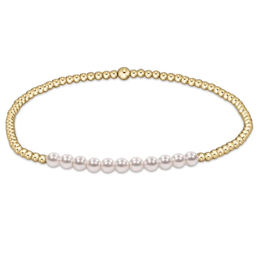 GOLD BLISS 3MM BEAD BRACELET - PEARL