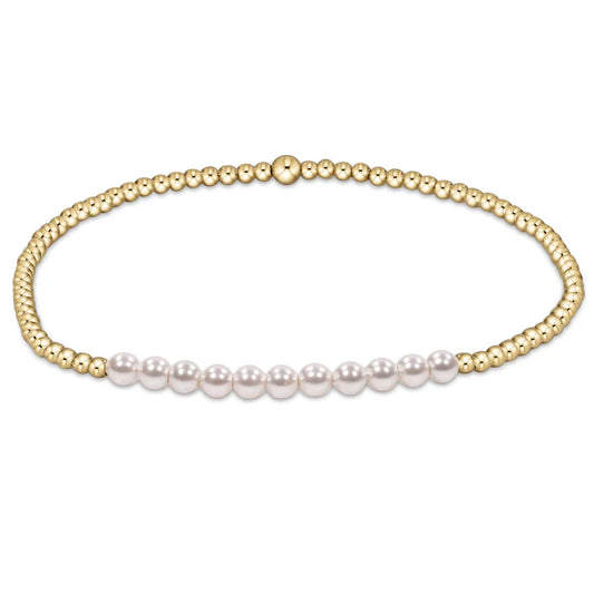 GOLD BLISS 3MM BEAD BRACELET - PEARL