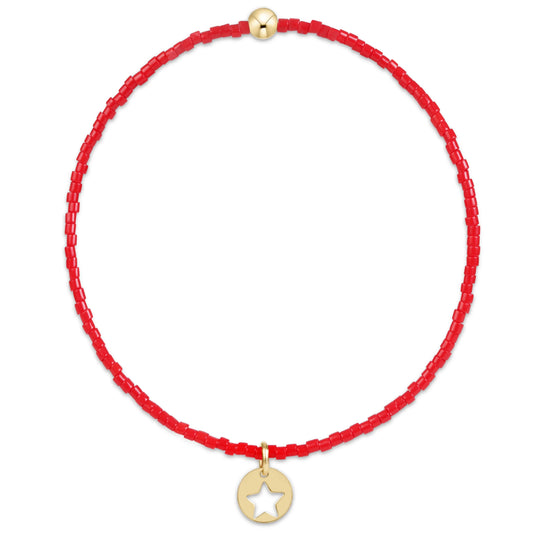 HOPE CLASSIC BRACELET - BRIGHT RED - STAR SMALL GOLD DISC