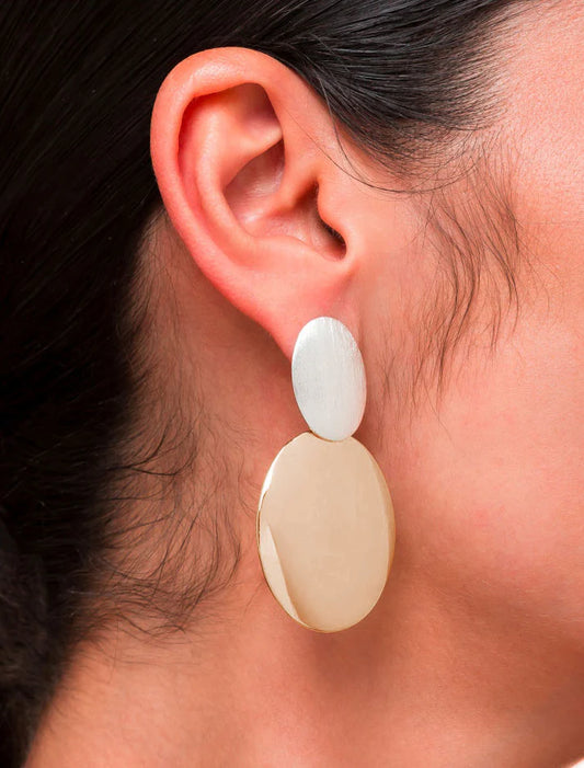CASPIAN EARRING - BRUSHED 18K GOLD PLATED W/BRUSHED SILVER POST