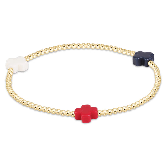 SIGNATURE CROSS 2MM GOLD BRACELET - FIRECRACKER