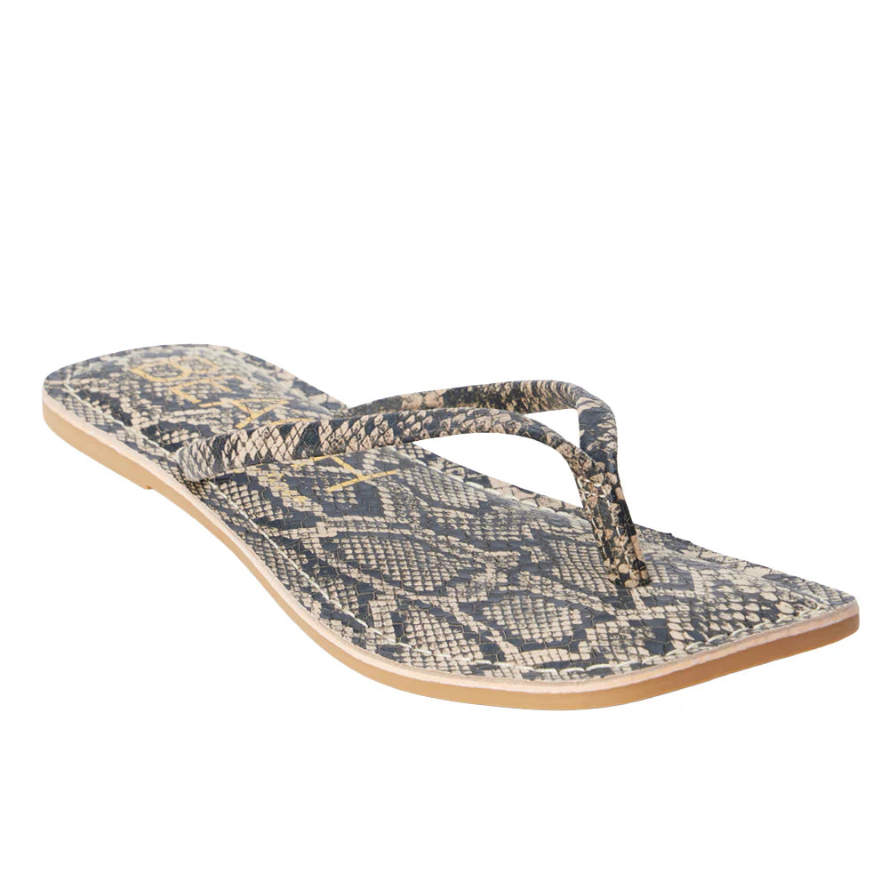 BUNGALOW FLIP FLOP SANDALS - BROWN MULTI SNAKE