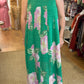 SLEEVELESS FLORAL DRESS - GREEN